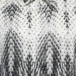 Pre Owned Roberto Cavalli White /Black Printed Neck Tie Detail Shirt L