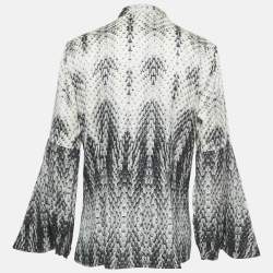 Pre Owned Roberto Cavalli White /Black Printed Neck Tie Detail Shirt L
