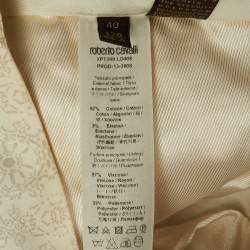 Pre Owned Roberto Cavalli Ivory/Grey Paisley Print Cotton Trousers S