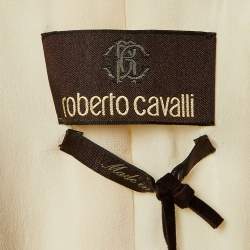 Pre Owned Roberto Cavalli Ivory/Grey Paisley Print Cotton Jacket S