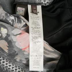 Pre Owned Roberto Cavalli Black Floral Print Silk Lace-up Leather Tank Top M