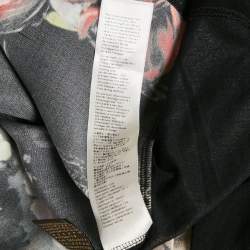 Pre Owned Roberto Cavalli Black Floral Print Silk Lace-up Leather Tank Top M