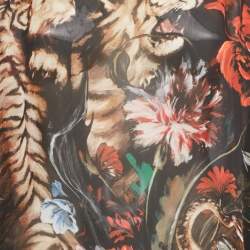 Pre Owned Roberto Cavalli Black Floral Print Silk Semi Sheer Dress M