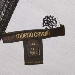 Pre Owned Roberto Cavalli Black Floral Print Silk Semi Sheer Dress M