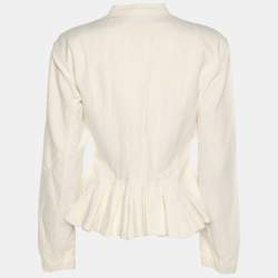 Pre Owned Roberto Cavalli Cream Linen Blend Zip Jacket M
