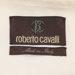 Pre Owned Roberto Cavalli Cream Linen Blend Zip Jacket M