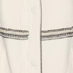 Pre Owned Roberto Cavalli Cream Linen Blend Zip Jacket M