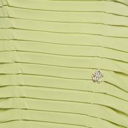 Pre Owned Roberto Cavalli Lime Green Crepe Ruched Mini Dress S