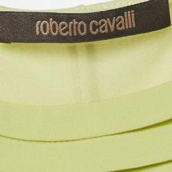 Pre Owned Roberto Cavalli Lime Green Crepe Ruched Mini Dress S