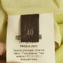 Pre Owned Roberto Cavalli Lime Green Crepe Ruched Mini Dress S