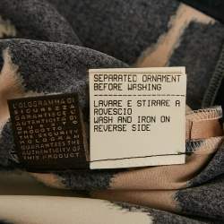 Pre Owned Roberto Cavalli Beige Printed Silk One shoulder Short  Dress S 