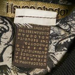 Pre Owned Roberto Cavalli Yellow /Black Printed Silk Tunic Top S 