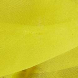 Pre Owned Roberto Cavalli Yellow /Black Printed Silk Tunic Top S 