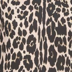 Pre Owned Roberto Cavalli Black Leopard Print Crepe Sleeveless Midi Dress L