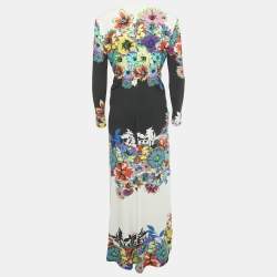 Pre Owned Roberto Cavalli Multicolor Printed Jersey Maxi Dress L