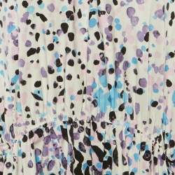 Pre Owned Roberto Cavalli White Printed Cotton Mini Dress L