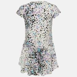 Pre Owned Roberto Cavalli White Printed Cotton Mini Dress L