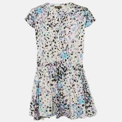 Pre Owned Roberto Cavalli White Printed Cotton Mini Dress L