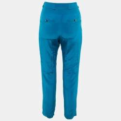 Pre Owned Roberto Cavalli Blue Silk Trousers S