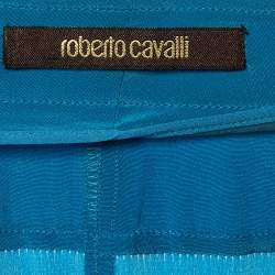Pre Owned Roberto Cavalli Blue Silk Trousers S