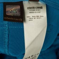 Pre Owned Roberto Cavalli Blue Silk Trousers S