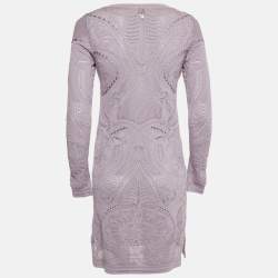 Pre Owned Roberto Cavalli Lavender Knit Mini Dress S 