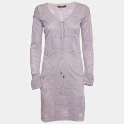 Pre Owned Roberto Cavalli Lavender Knit Mini Dress S 