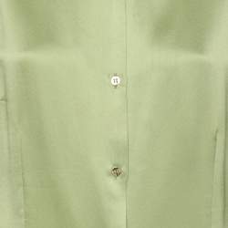 Pre Owned Roberto Cavalli Green Satin Long Sleeve Tops L