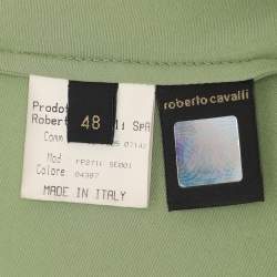 Pre Owned Roberto Cavalli Green Satin Long Sleeve Tops L