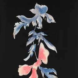 Pre Owned Roberto Cavalli Black Floral Print Stretch Knit Mini Dress M