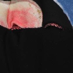 Pre Owned Roberto Cavalli Black Floral Print Stretch Knit Mini Dress M