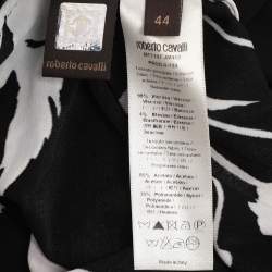 Pre Owned Roberto Cavalli Black Floral Print Stretch Knit Mini Dress M