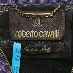 مملوكة مسبقًا جاكيت بسوستة جلد بايثون روبرتو كافالي مقاس متوسط - ميديم