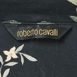 مملوكة مسبقًا Roberto Cavalli Black Printed Silk Shirt S