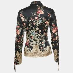 مملوكة مسبقًا Roberto Cavalli Black Printed Silk Shirt S