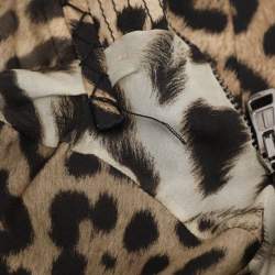 Pre Owned Roberto Cavalli Beige Leopard Print Silk Maxi Dress L