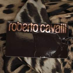 Pre Owned Roberto Cavalli Beige Leopard Print Silk Maxi Dress L