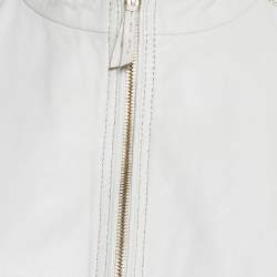 مملوكة مسبقًا Roberto Cavalli White Leather Zip-Up Jacket S