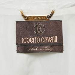 مملوكة مسبقًا Roberto Cavalli White Leather Zip-Up Jacket S