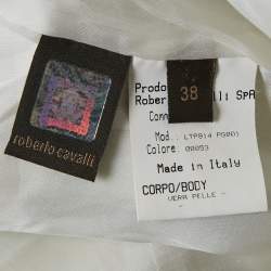 مملوكة مسبقًا Roberto Cavalli White Leather Zip-Up Jacket S