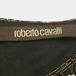 مملوكة مسبقًا Roberto Cavalli Black/White Beaded Crepe Shift Dress M