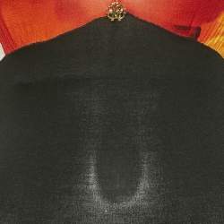 Pre Owned Roberto Cavalli Red/Black Printed Jersey V-Neck Top S