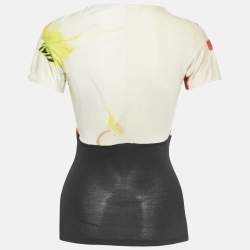 Pre Owned Roberto Cavalli Red/Black Printed Jersey V-Neck Top S