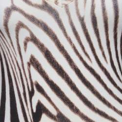 مملوكة مسبقًا Roberto Cavalli Brown Animal Skin Print Jersey V-Neck Top S