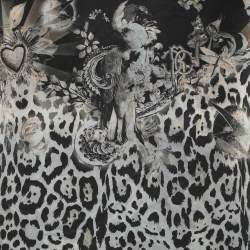 مملوكة مسبقًا Roberto Cavalli Black Multicolor Printed Satin Mini Dress M