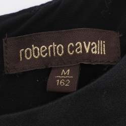 مملوكة مسبقًا Roberto Cavalli Black Multicolor Printed Satin Mini Dress M