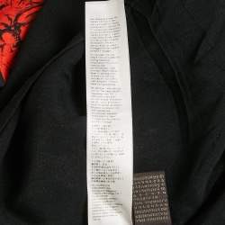 Pre Owned فستان روبيرتو كافالي كريب مطبوع أحمر/أسود بدون أكمام مطرز متوسط