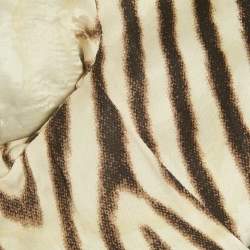 Pre Owned Roberto Cavalli Black Floral Applique Linen Blend Blazer M