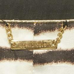 Pre Owned Roberto Cavalli Black Floral Applique Linen Blend Blazer M