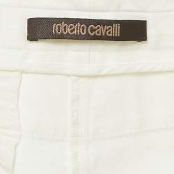 Pre Owned بنطلون روبerto كافالي قطني أبيض ضيق مقاس متوسط (ميديم)